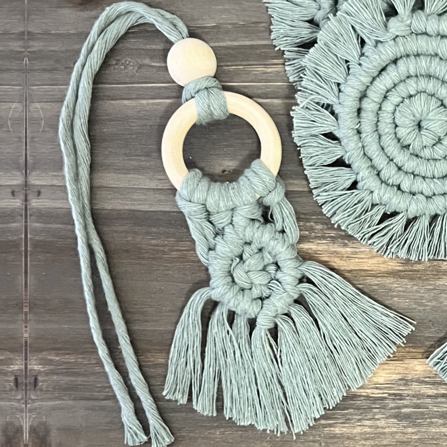 Macrame Car Accessory Bundle - Crepe Green