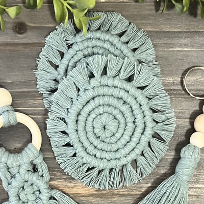 Macrame Car Accessory Bundle - Crepe Green