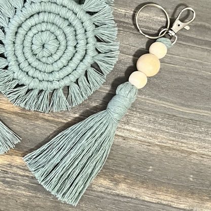 Macrame Car Accessory Bundle - Crepe Green