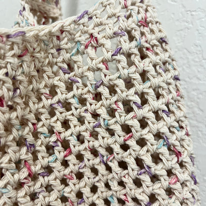 Ivory Confetti Hand Crocheted Market Bag