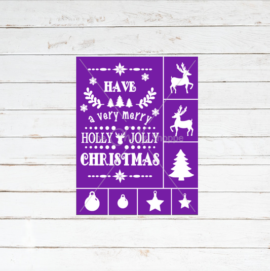 Holly Jolly Christmas Silkscreen Stencil