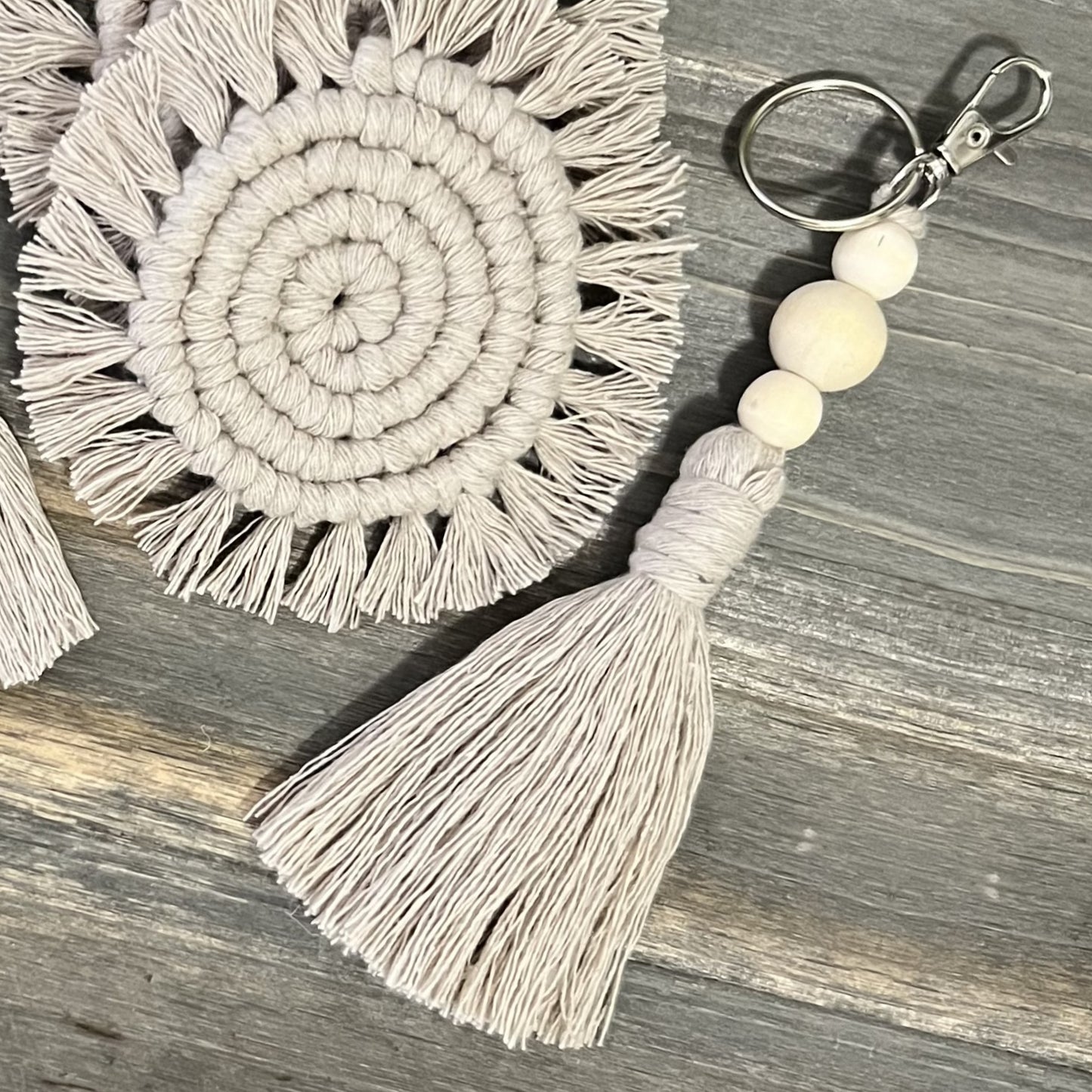 Macrame Car Accessory Bundle - Latte