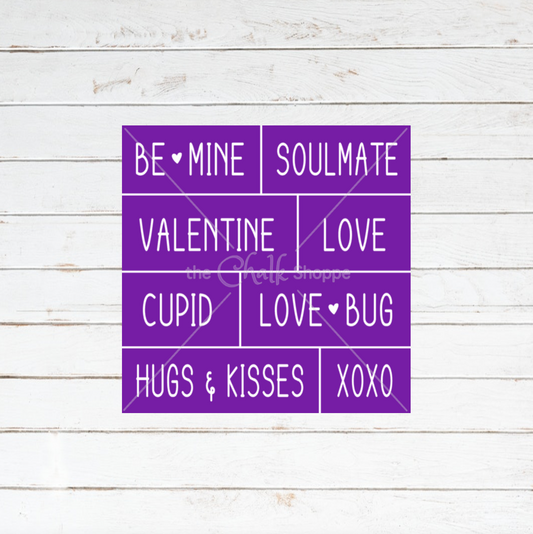 Valentine Phrases Silkscreen Stencil