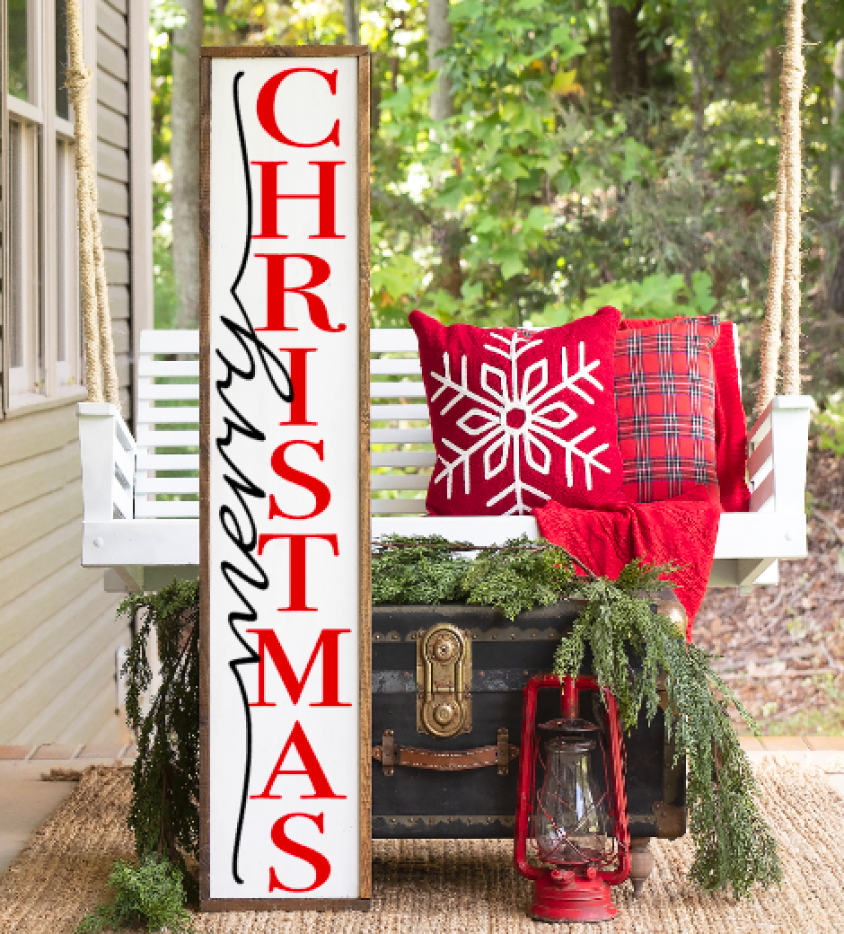 Merry Christmas Porch Sitter Silkscreen Stencil