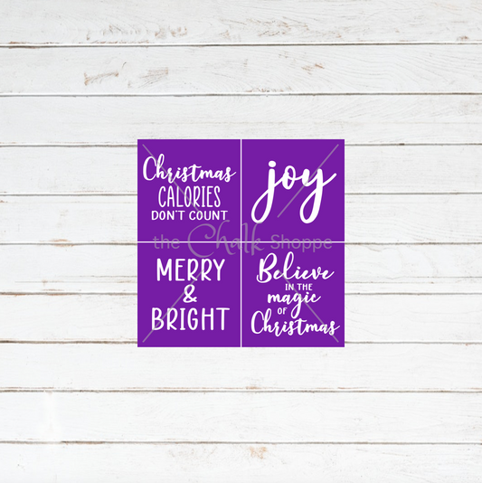 Merry and Bright Quad Silkscreen Stencil