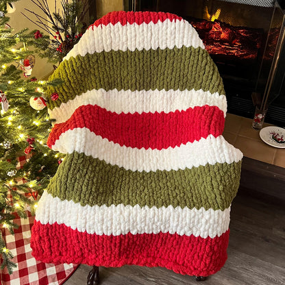 Chunky Hand Knit Chenille Christmas Throw