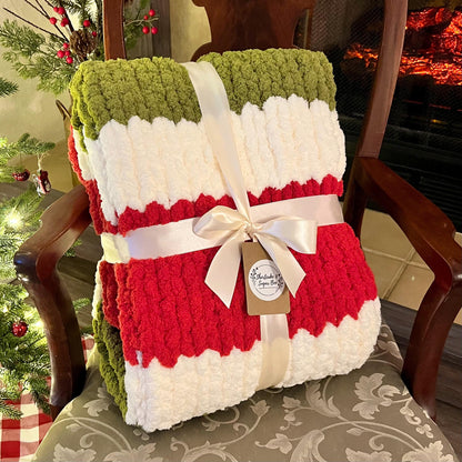 Chunky Hand Knit Chenille Christmas Throw