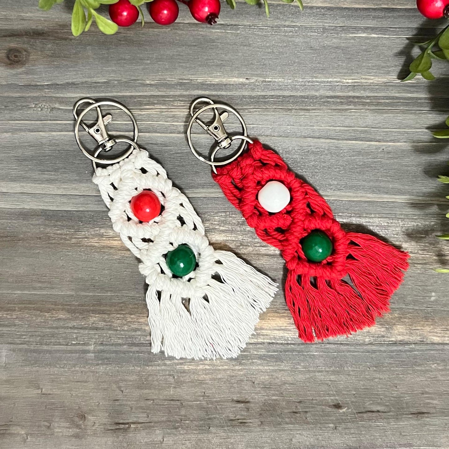 Diamond Pattern Christmas Macrame Key Chains