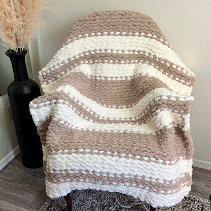 Chunky Knit Chenille Throw - Ivory & Beige